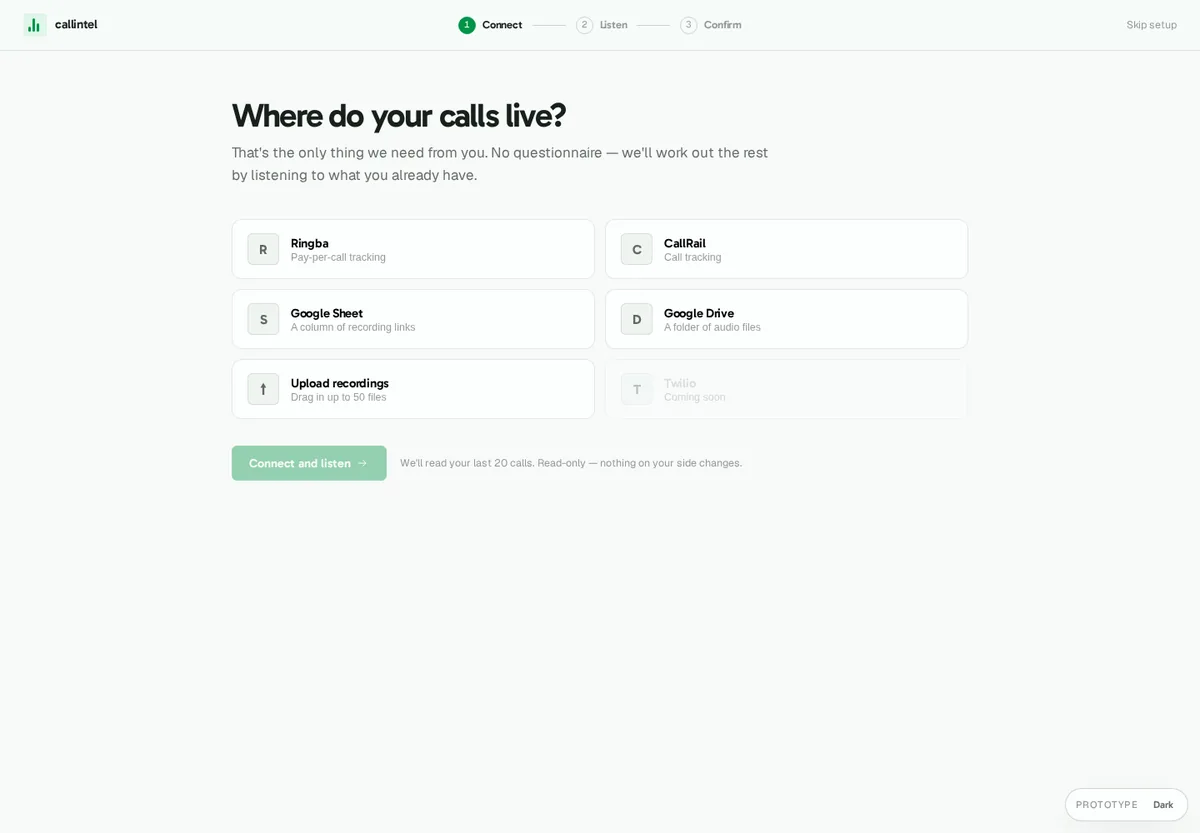 Connecting a call source